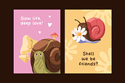Cute, funny snails set + backgrounds, an Animal Illustration by PaperTrident (Thumbnail 23 of 26)
