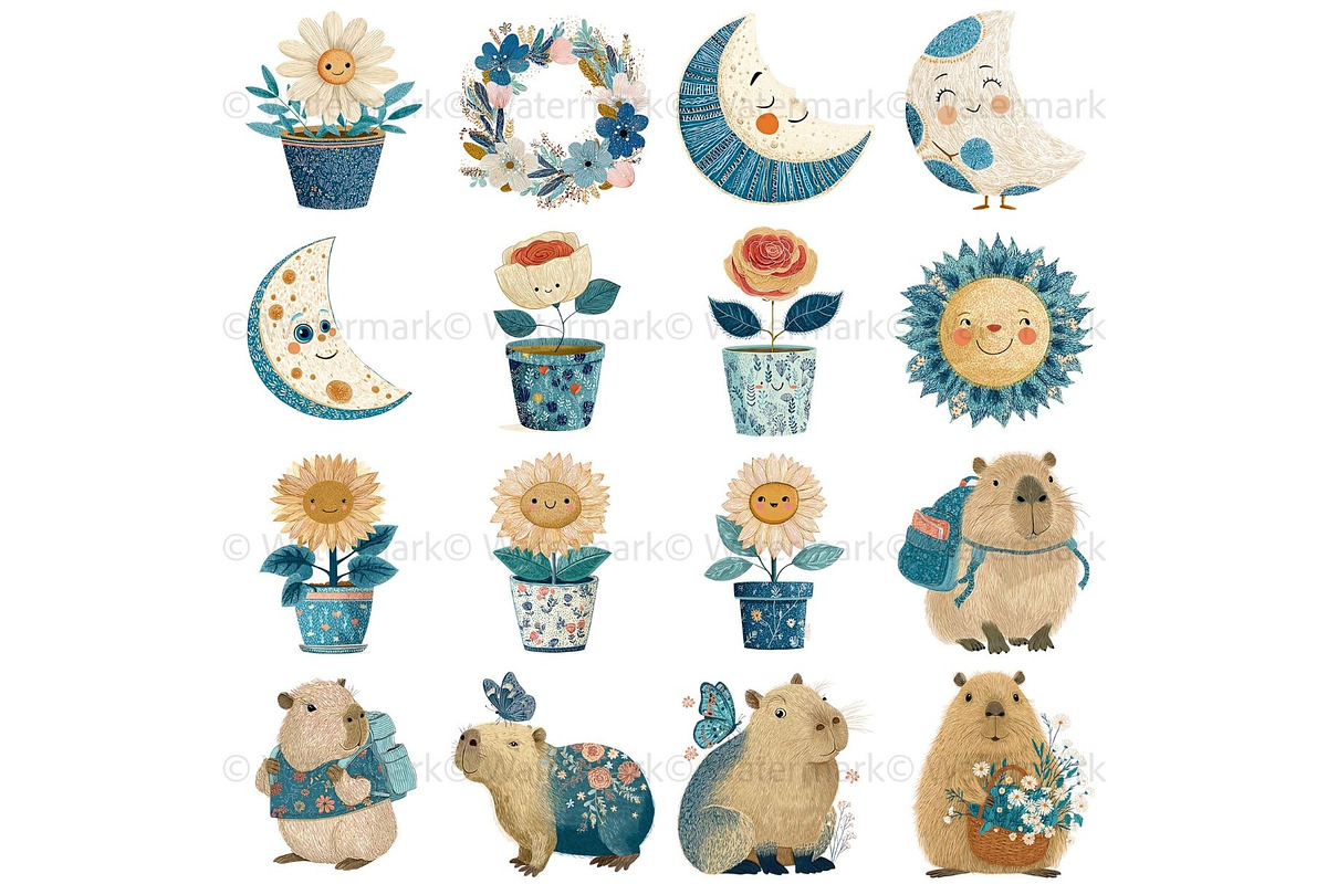 Cute Capybara Clipart Watercolor, an Animal Illustration by Nicole Branger Art (Photo 7 of 21)