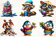 Funny Christmas Animal Clipart Bundl, an Illustration by DreamCafeArt (Thumbnail 4 of 8)