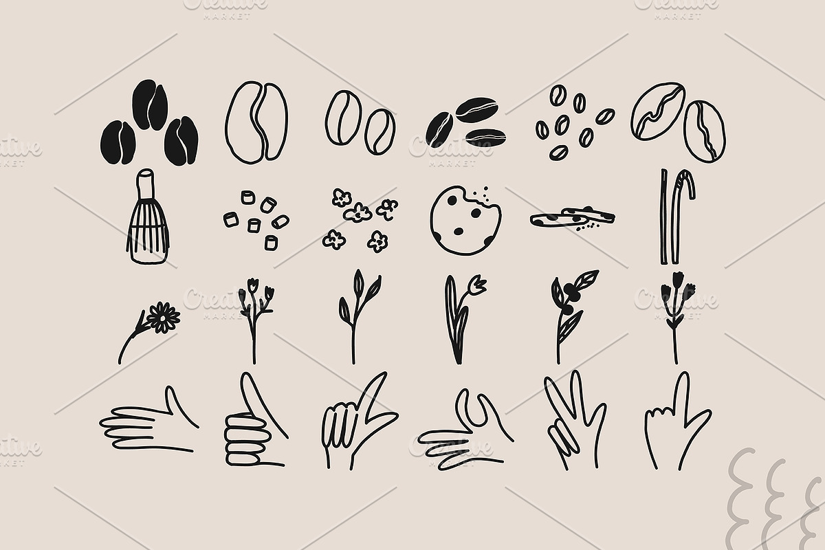 200+ COFFEE CLIPARTS, HAND DRAWN SET, a Food Illustration by JuDesign (Photo 10 of 20)