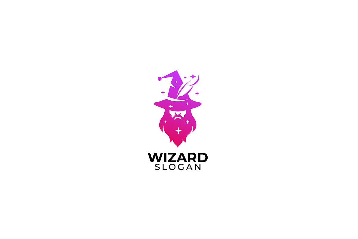 old man magician with beard line, a Branding & Logo Template by OmerStudio