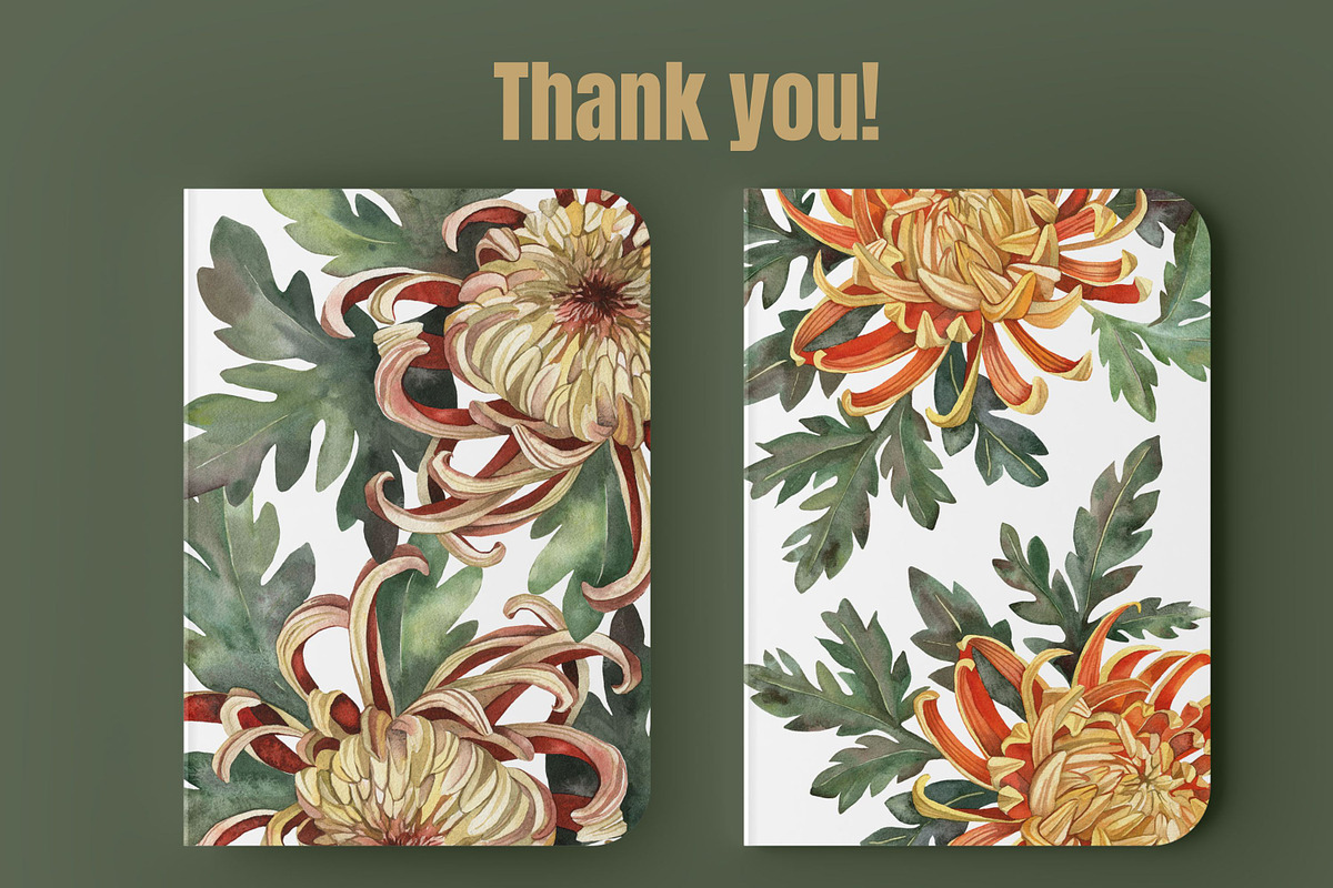 Watercolor flowers Chrysanthemum, a Decorative Illustration by Artcard Watercolor (Photo 5 of 5)