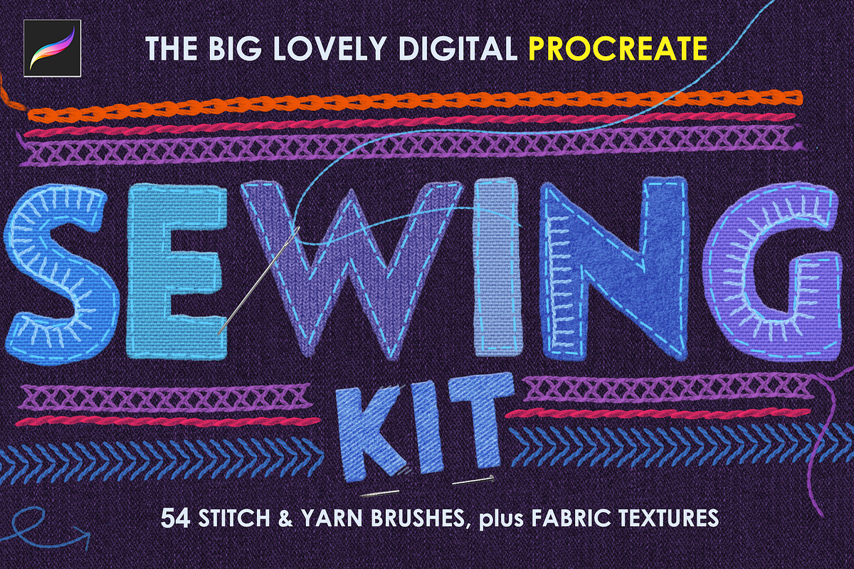 Procreate Sewing Brushes, a Brush Add-On by Mels Brushes (Photo 1 of 2)