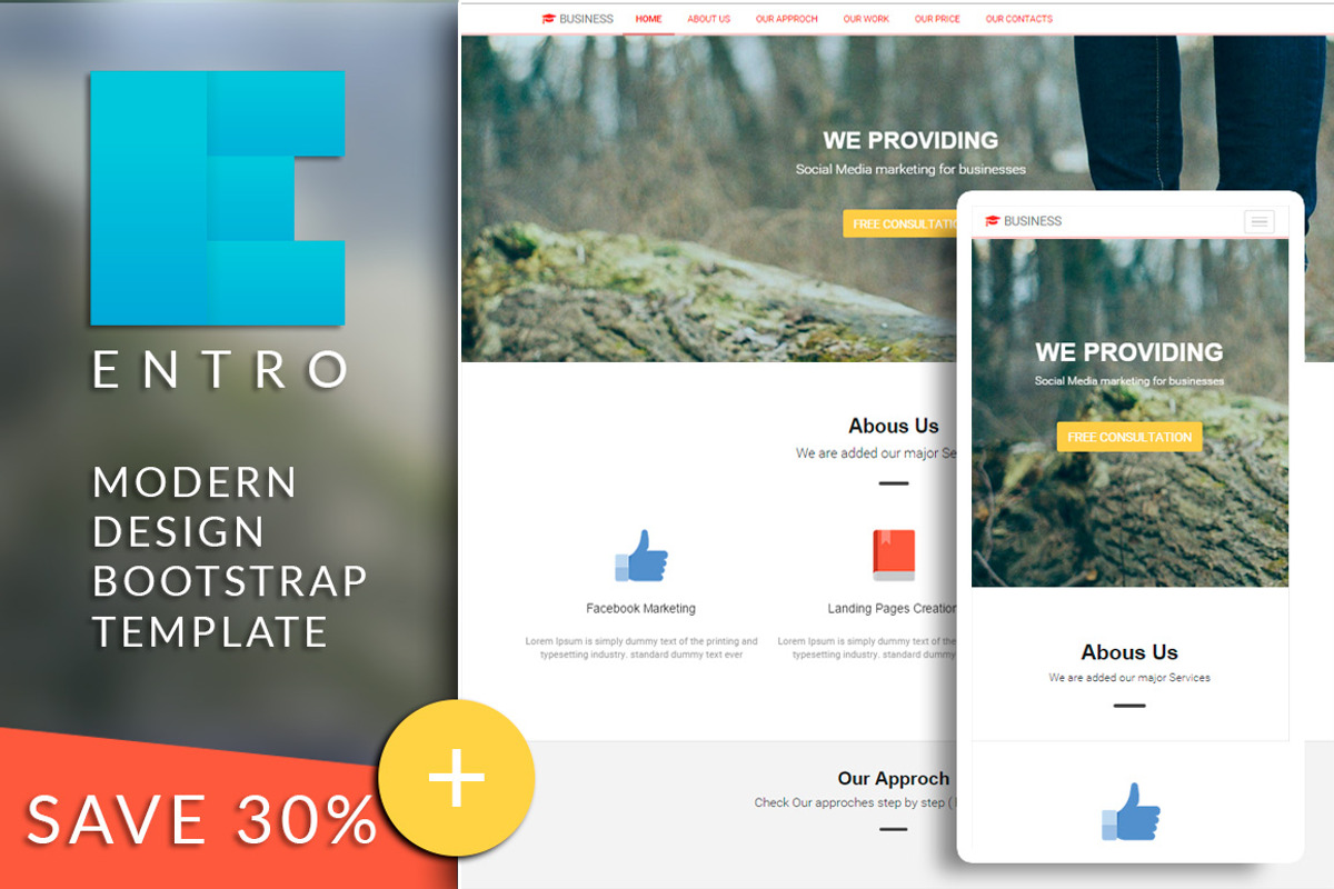 ENTRO Bootstrap html template, a Websites & App Template by Bootstraptor (Photo 1 of 3)