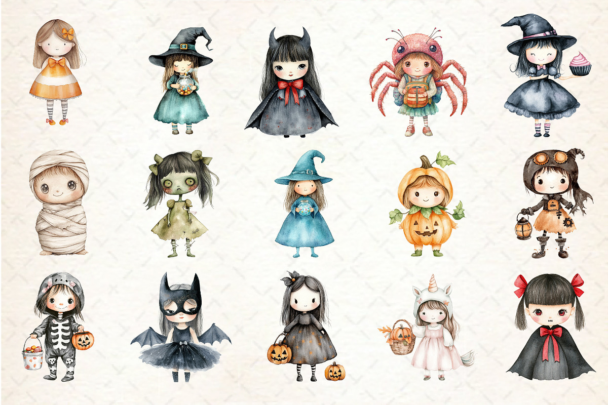 Little Halloween Girl clipart, an Illustration by Rose Art (Photo 2 of 7)
