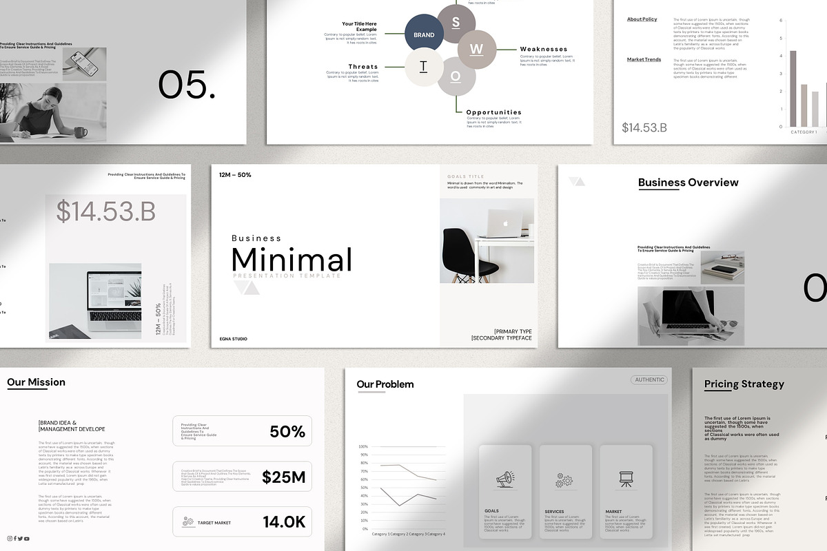 Minimal Business Plan Presentation, a Presentation Template by Studio Industry (Photo 2 of 16)