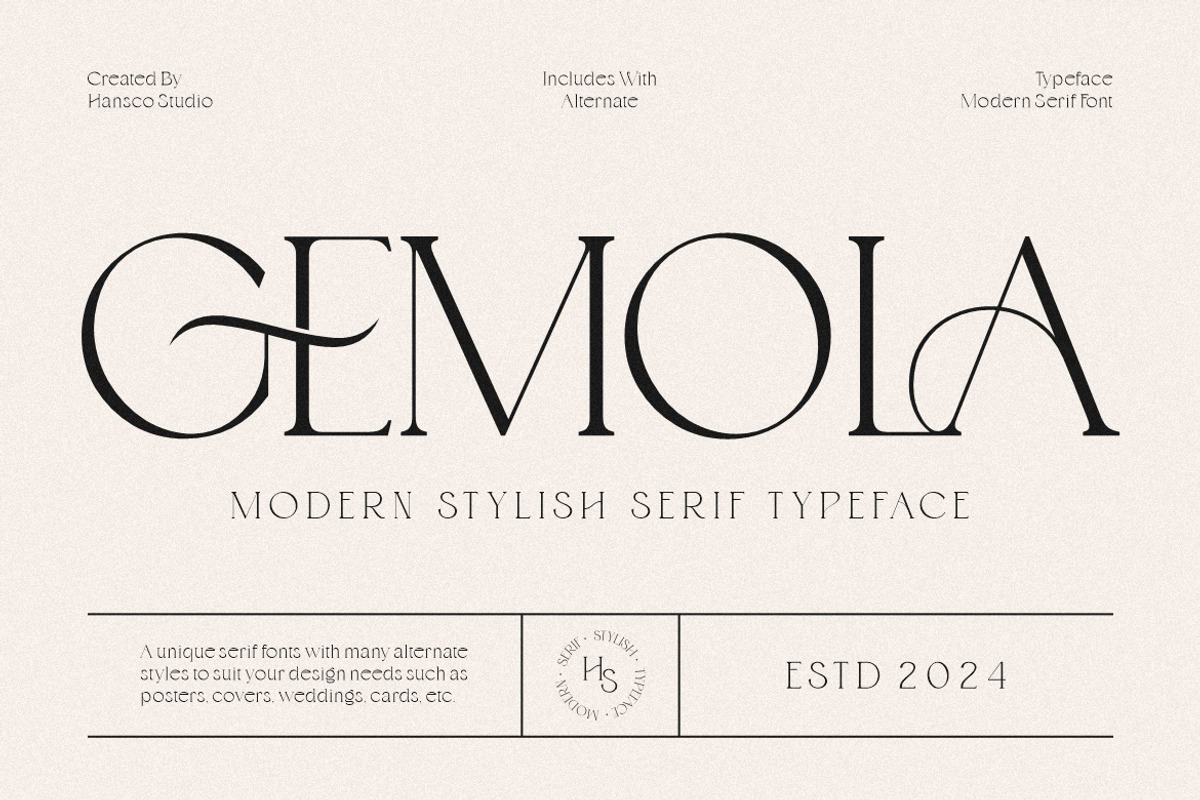 Gemola Serif Font – Elegant Font, a Serif Font by HansCo Studio (Photo 1 of 10)