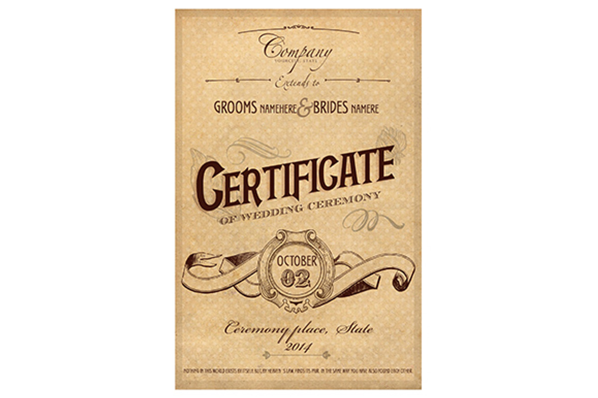 vintage wedding certificate psd, an Illustration by art.podolski (Photo 1 of 3)