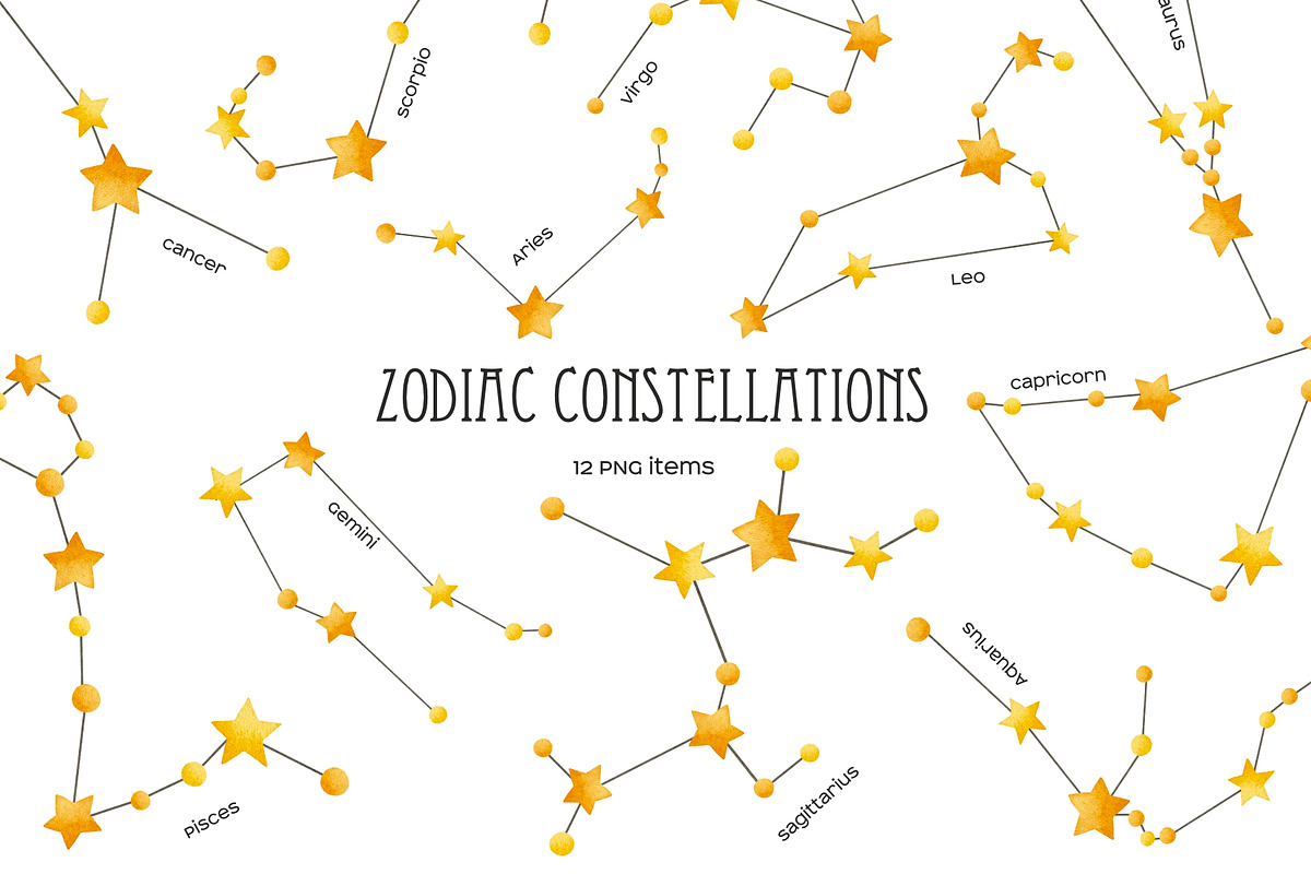 Zodiac star constellations 12 PNG, an Object Illustration by Art and Funny (Photo 1 of 4)