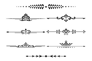 Vintage set of decorative elements, a Decorative Illustration by RODINA