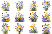 Watercolor Meadow Flowers Clipart, an Illustration by DreamCafeArt (Thumbnail 4 of 8)