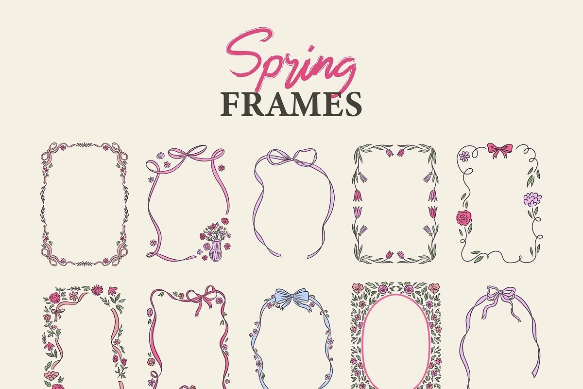 Floral & Bow Spring Frames, an Object Graphic by AnnArt (Photo 5 of 11)