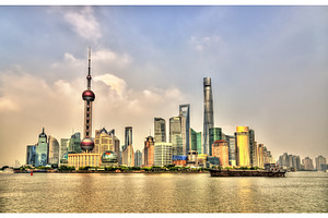 Shanghai skyline above the huangpu river stock photo containing shanghai and, an Architecture Photo by Leonid Andronov