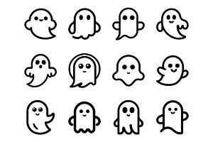 Bold Cute Ghost Icons, an Icon by Vectorium Studio