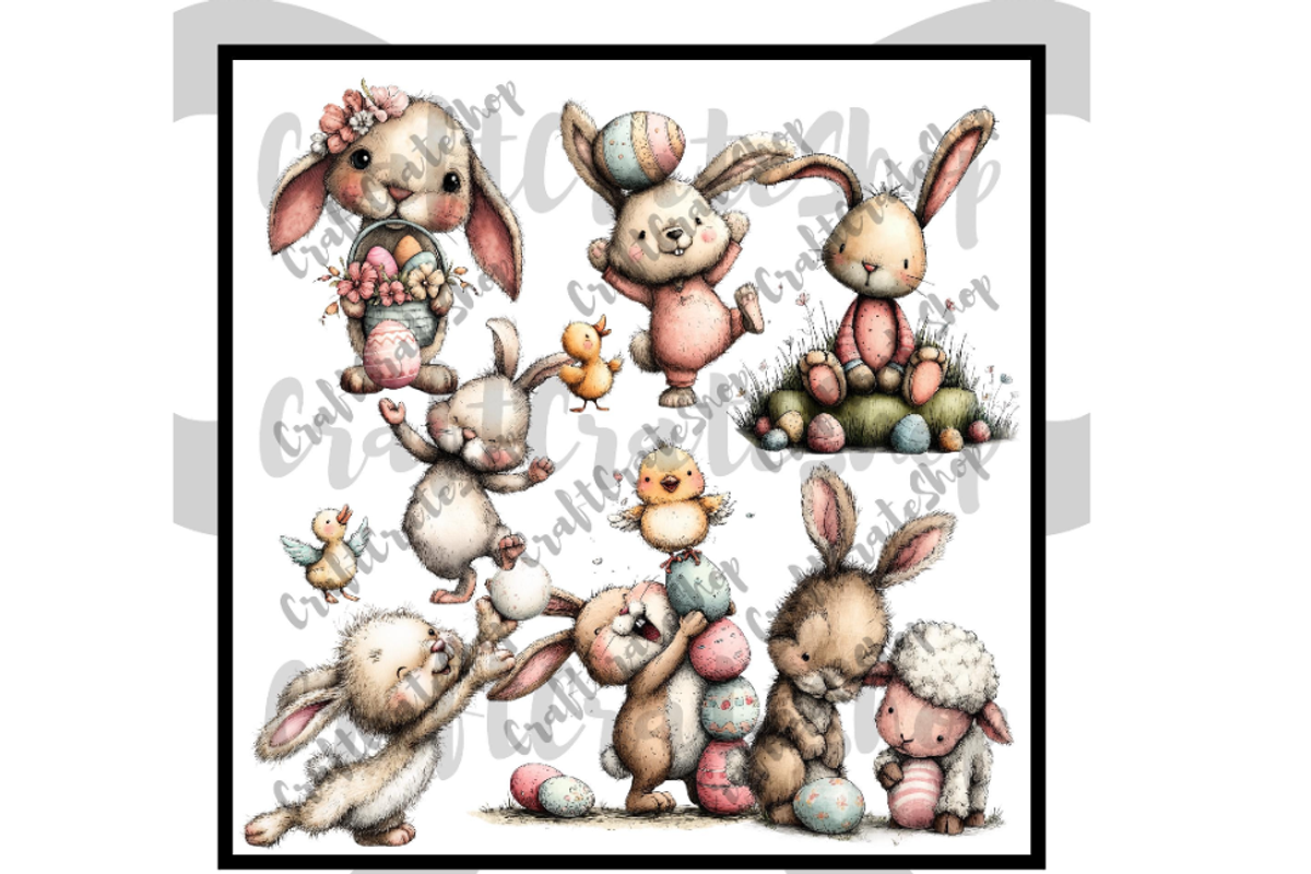 Whimsical Bunny Easter Clipart, an Illustration by CraftCrateShop (Photo 3 of 8)