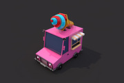 Low Poly Ice Cream Car, a Cars & Vehicle 3D Model by CreativeeArt (Thumbnail 1 of 8)