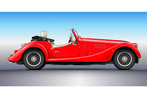 Morgan Plus 4 vintage car, 1966, a Transportation Illustration by frizio