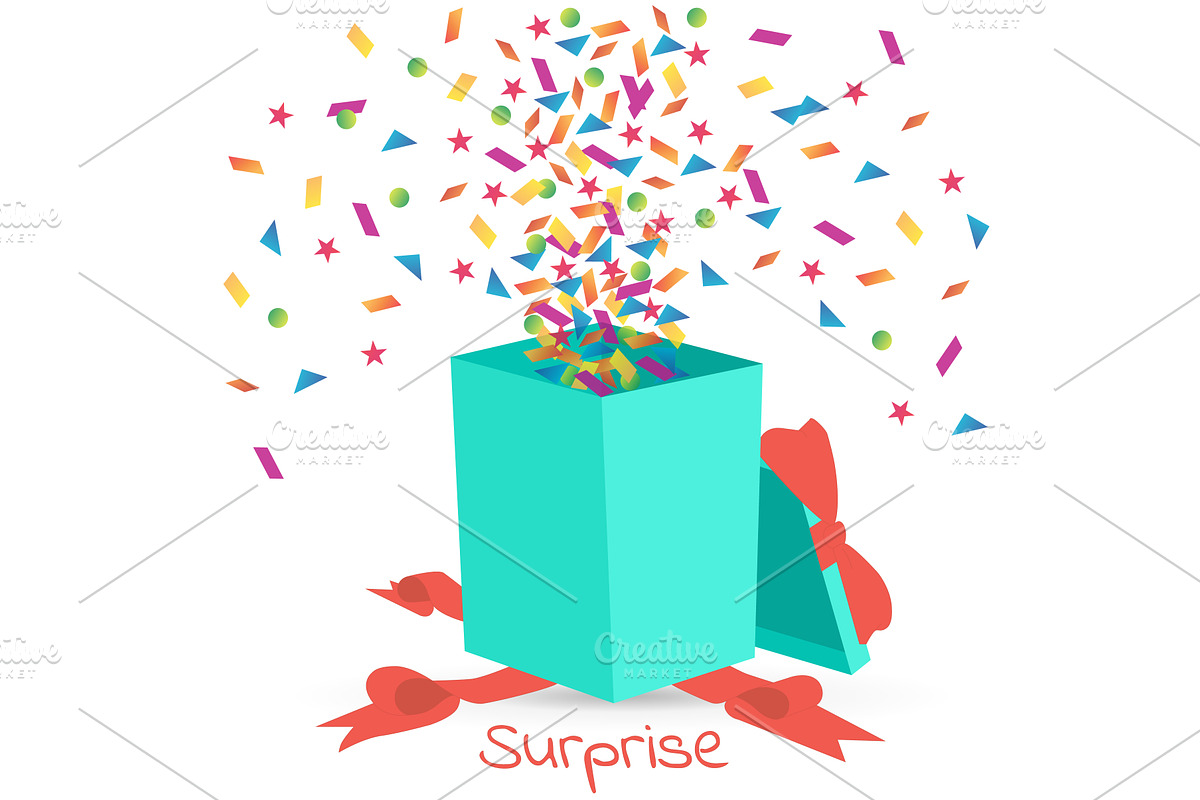 Opened gift box with a confetti, an Object Graphic by CodeAndDesign