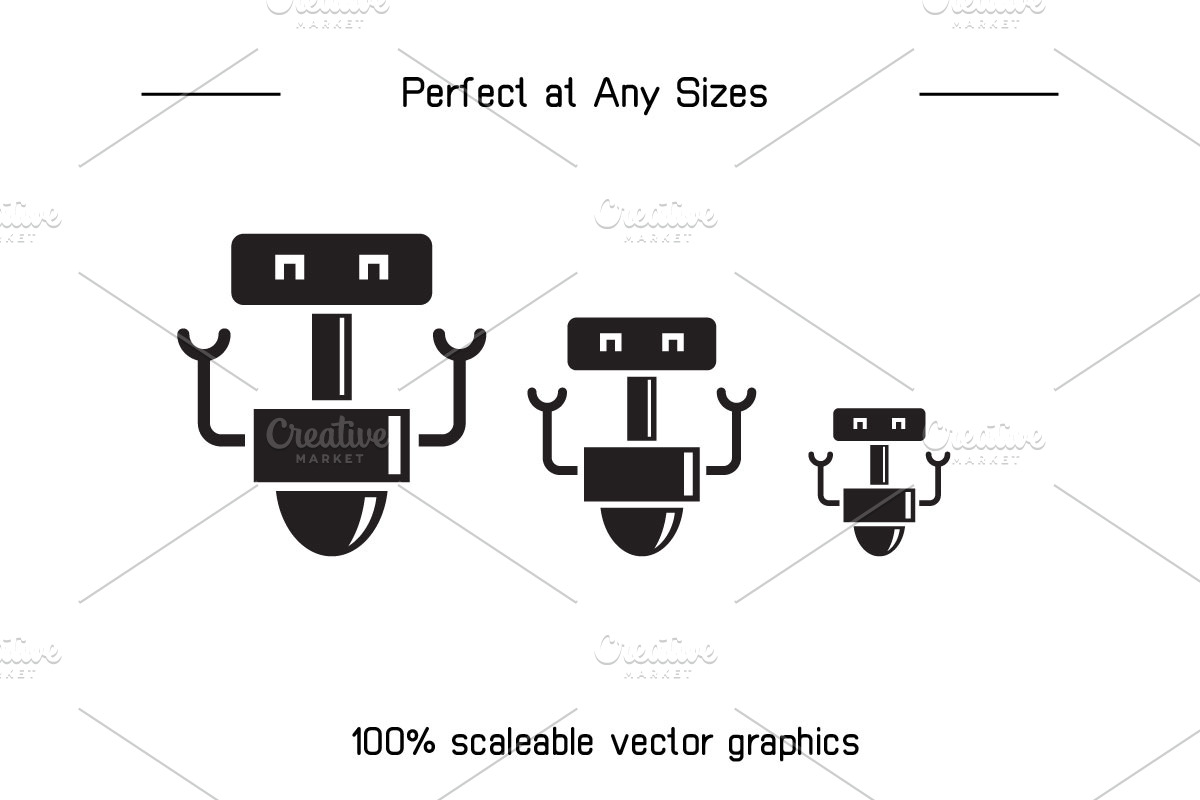 Humanoid and Droid Robot Glyph Icons, an Icon by Designfour (Photo 7 of 7)