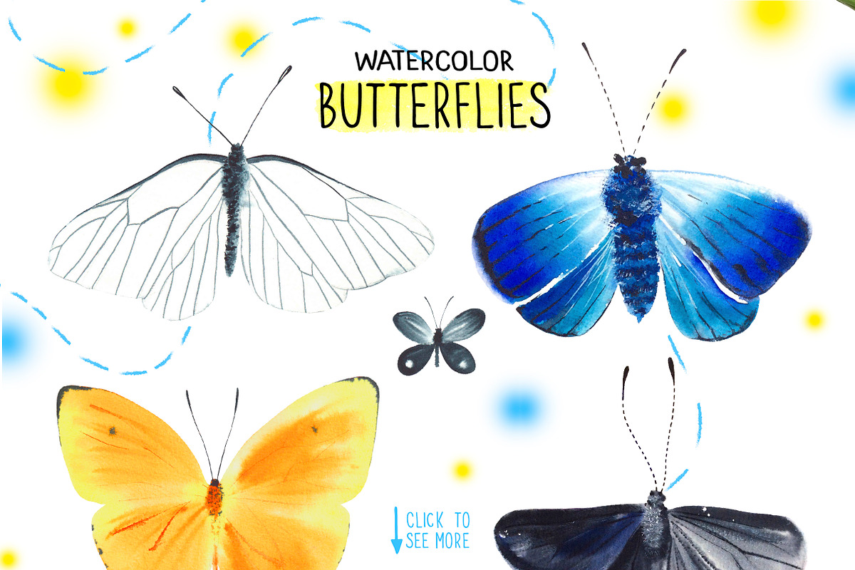 Butterflies Watercolor clipart, an Object Graphic by Olga Bonitas (Photo 5 of 8)