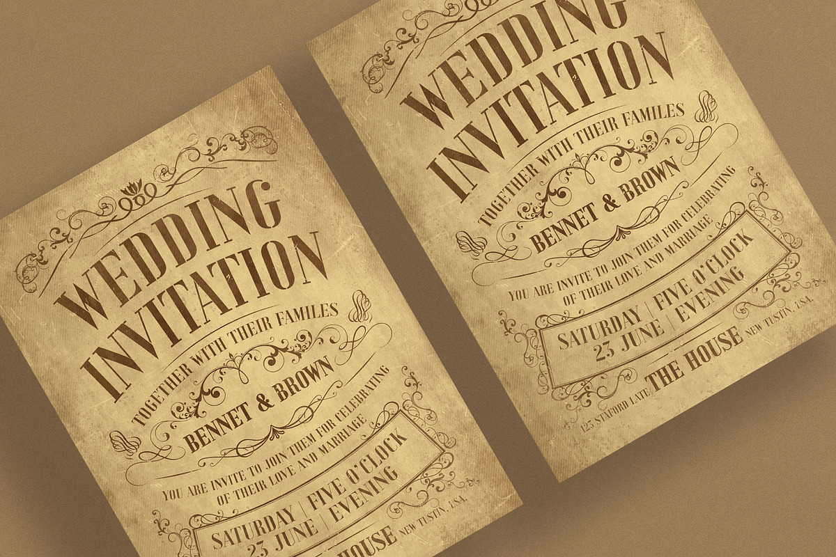 Vintage Wedding Invitation Template, an Invitation Template by E-Type (Photo 3 of 3)