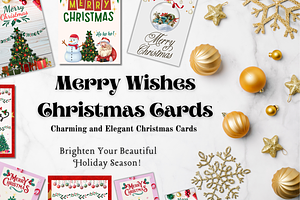 Merry Wishes Christmas Cards Canva, a Card Template by WynterLife Studio
