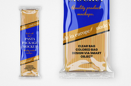 Transparent Pasta Packaging Mockup, a Packaging Mockup by Designer Dude