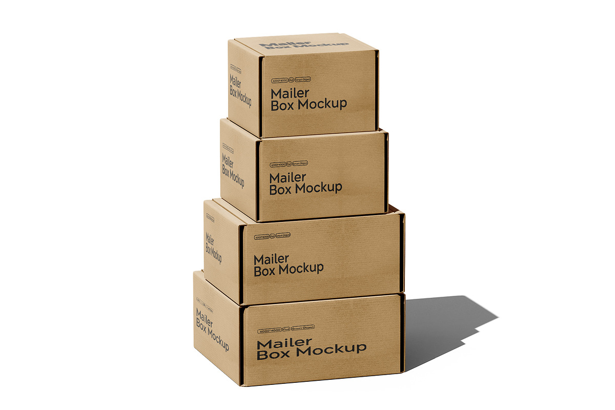 Square Kraft Mailer Box Mockup Set, a Packaging Mockup by pixelmock (Photo 15 of 16)