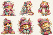 Whimsical Winter Cat Clipart, an Illustration by DreamCafeArt (Thumbnail 2 of 8)