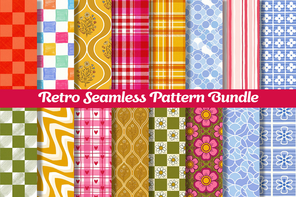 Retro Seamless Pattern Bundle, a Pattern Graphic by Dream Creation (Photo 1 of 6)