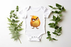 Grumpy Cute Birds 07. TShirt Sticker