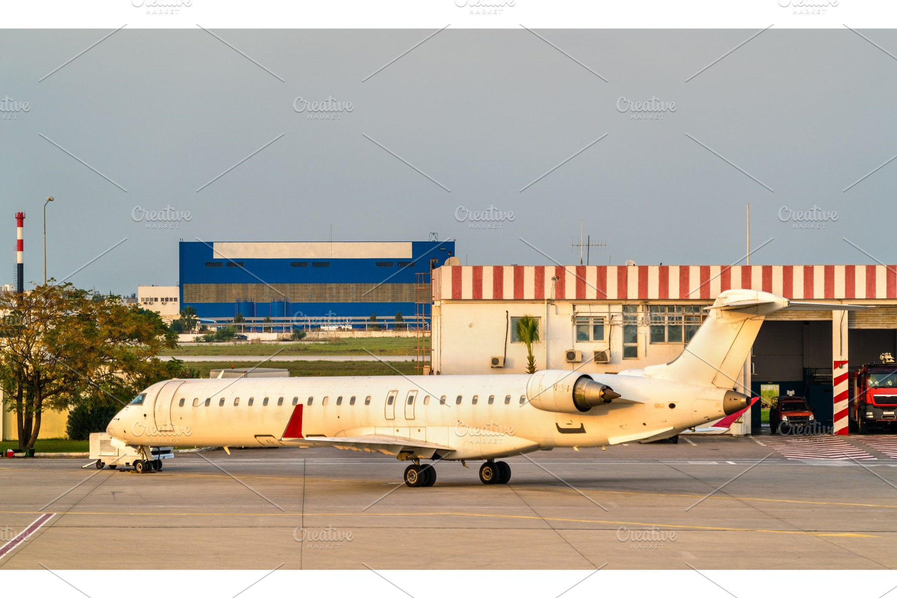 Airplane at carthage international airport near tunis tunisia stock photo, a Transportation Photo by Leonid Andronov