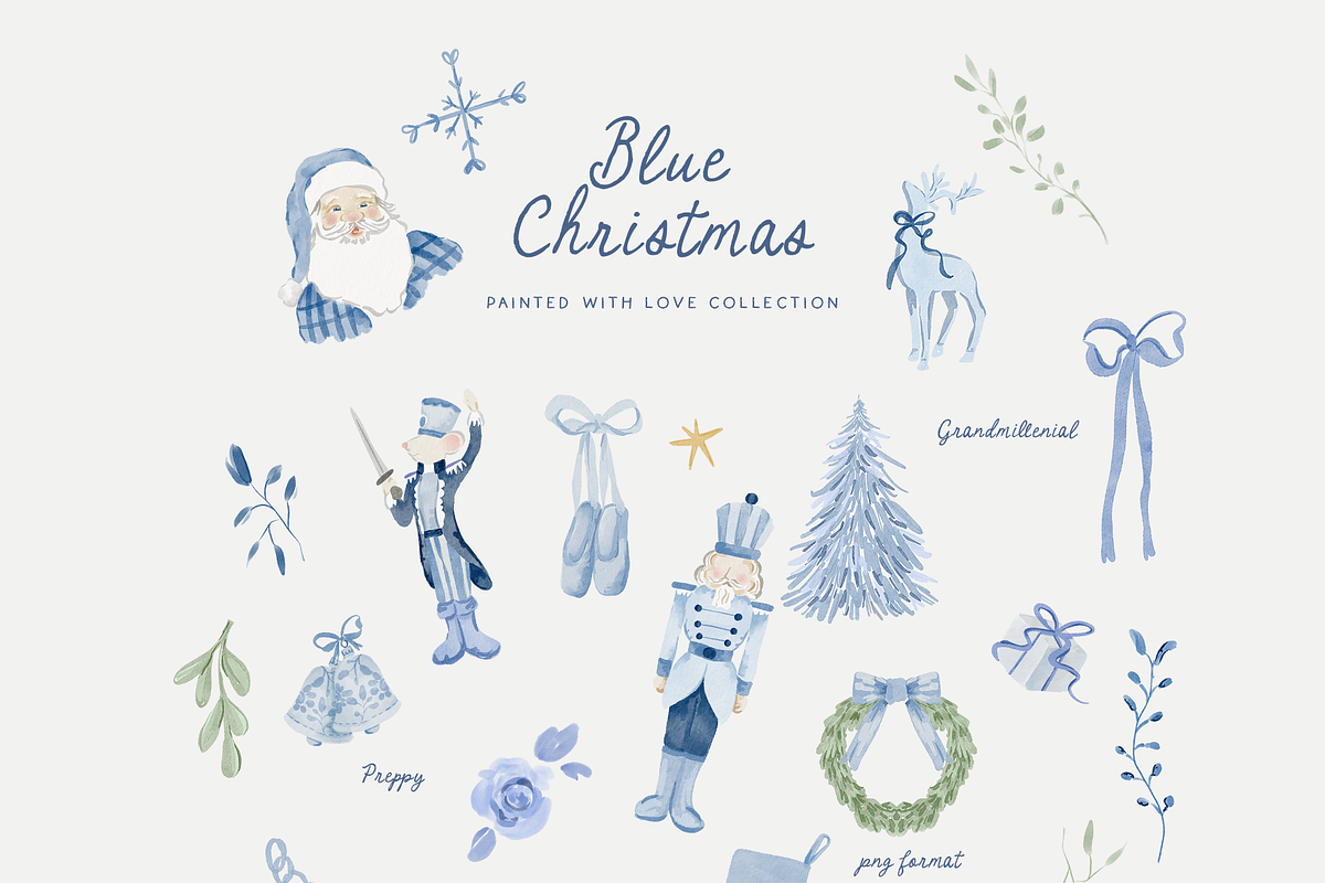Watercolor blue christmas snow noel, an Object Graphic by Grace Noboa Illustrations (Photo 4 of 8)
