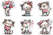 Whimsical Valentine Cat Clipart, a Graphic by CraftArtStudio (Thumbnail 2 of 6)