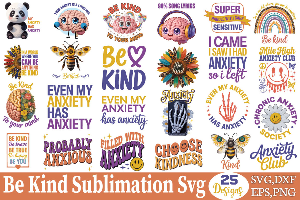 Be Kind Sublimation Svg Bundle, an Object Graphic by DollarSmart