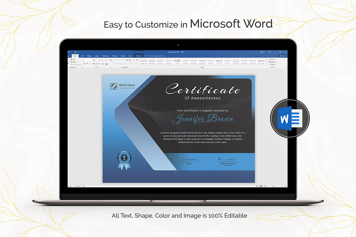 Canva Certificate Template, a Stationery Template by DesignDevisers (Photo 8 of 9)