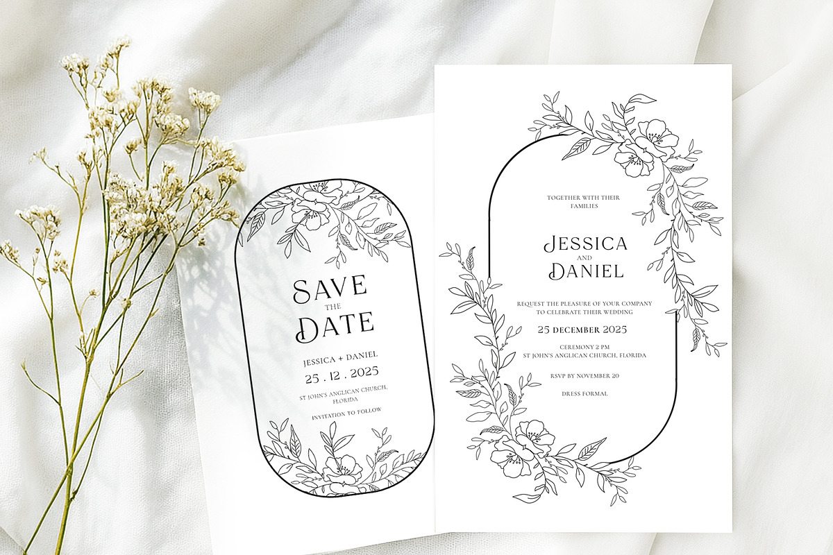 Minimalist Floral Wedding Suite, a Decorative Illustration by Artberriez (Photo 6 of 6)