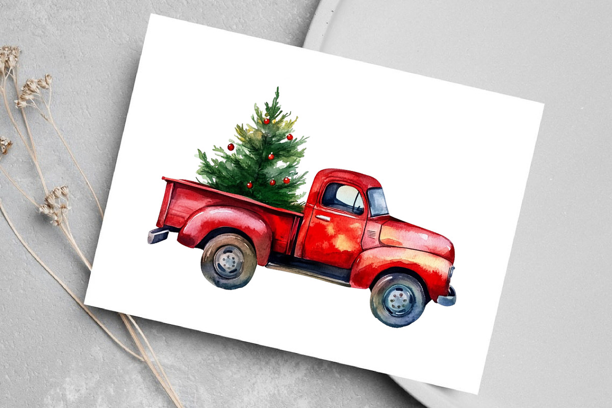 Watercolor Christmas Tree Clipart, an Illustration by Canvas Craft (Photo 5 of 8)