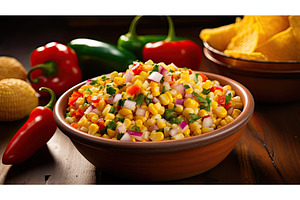 spicy corn salsa ai generated, a Food & Drink Photo by pikepicture