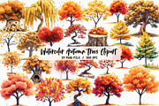 Watercolor Autumn Trees Clipart, an Illustration by Libby Wishes (Thumbnail 1 of 6)