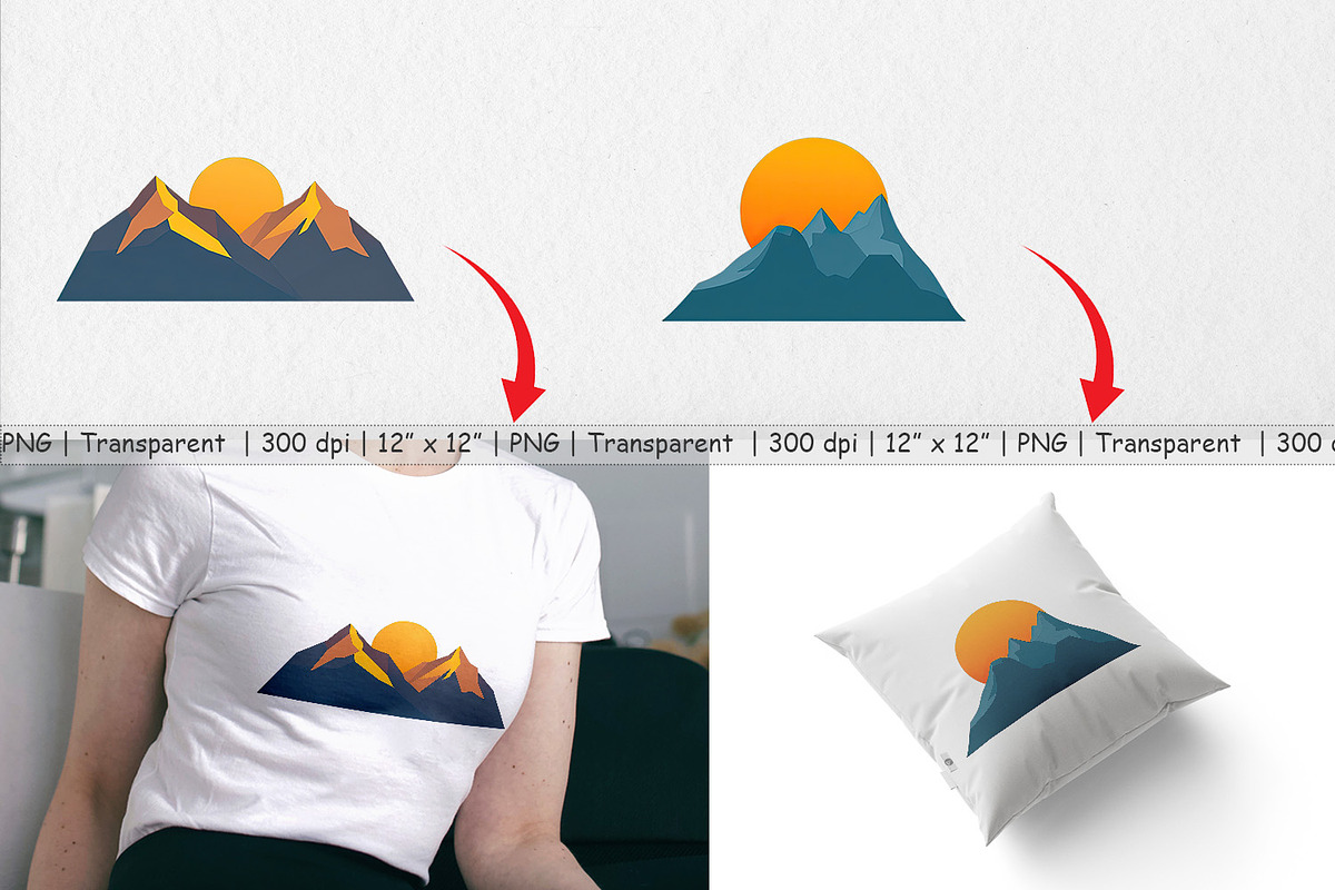 Sun over Mountains Clipart, a Graphic by Artnoy (Photo 3 of 5)