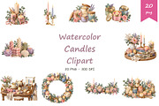 Watercolor Candles Clipart, a Decorative Illustration by BerryPieArt (Thumbnail 1 of 4)