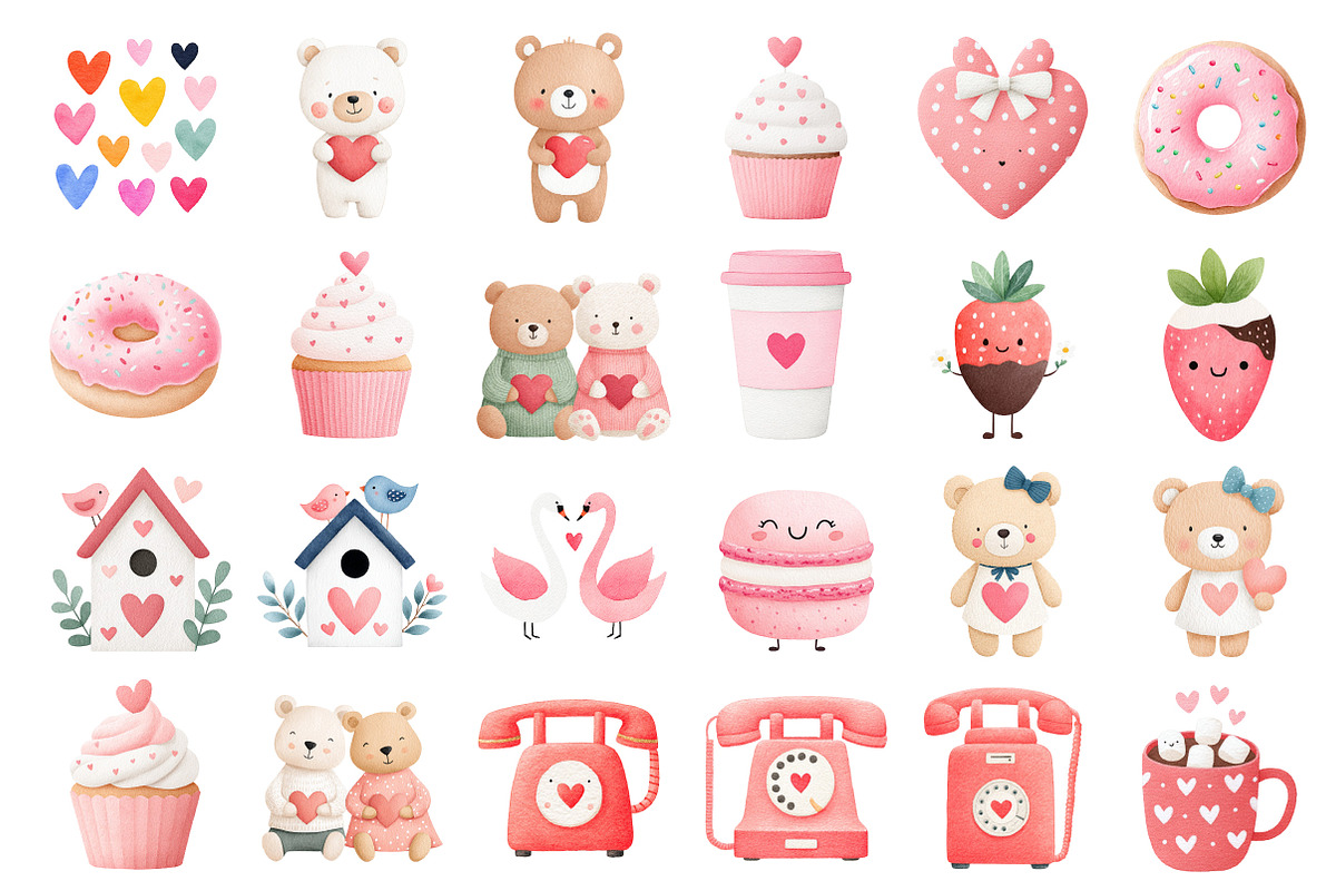 Watercolor Valentine Clipart Bundle, an Illustration by Dream Creation (Photo 3 of 5)