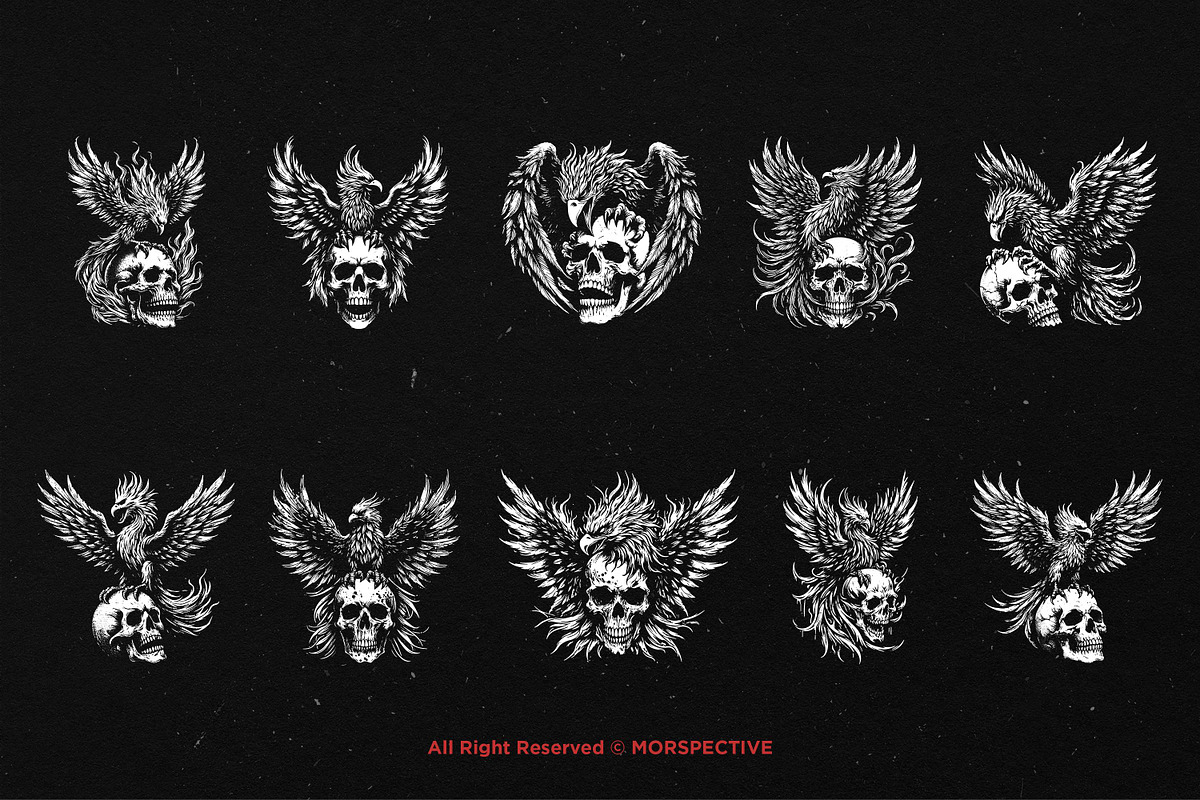 10 Bundle Dark Art Phoenix Bird, an Illustration by Morspective (Photo 6 of 7)