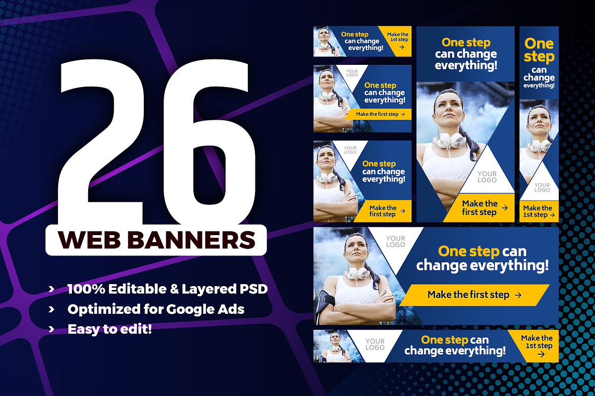26 Web Banners for Google Ads, a Templates & Theme by Better Be a Designer (Photo 1 of 6)
