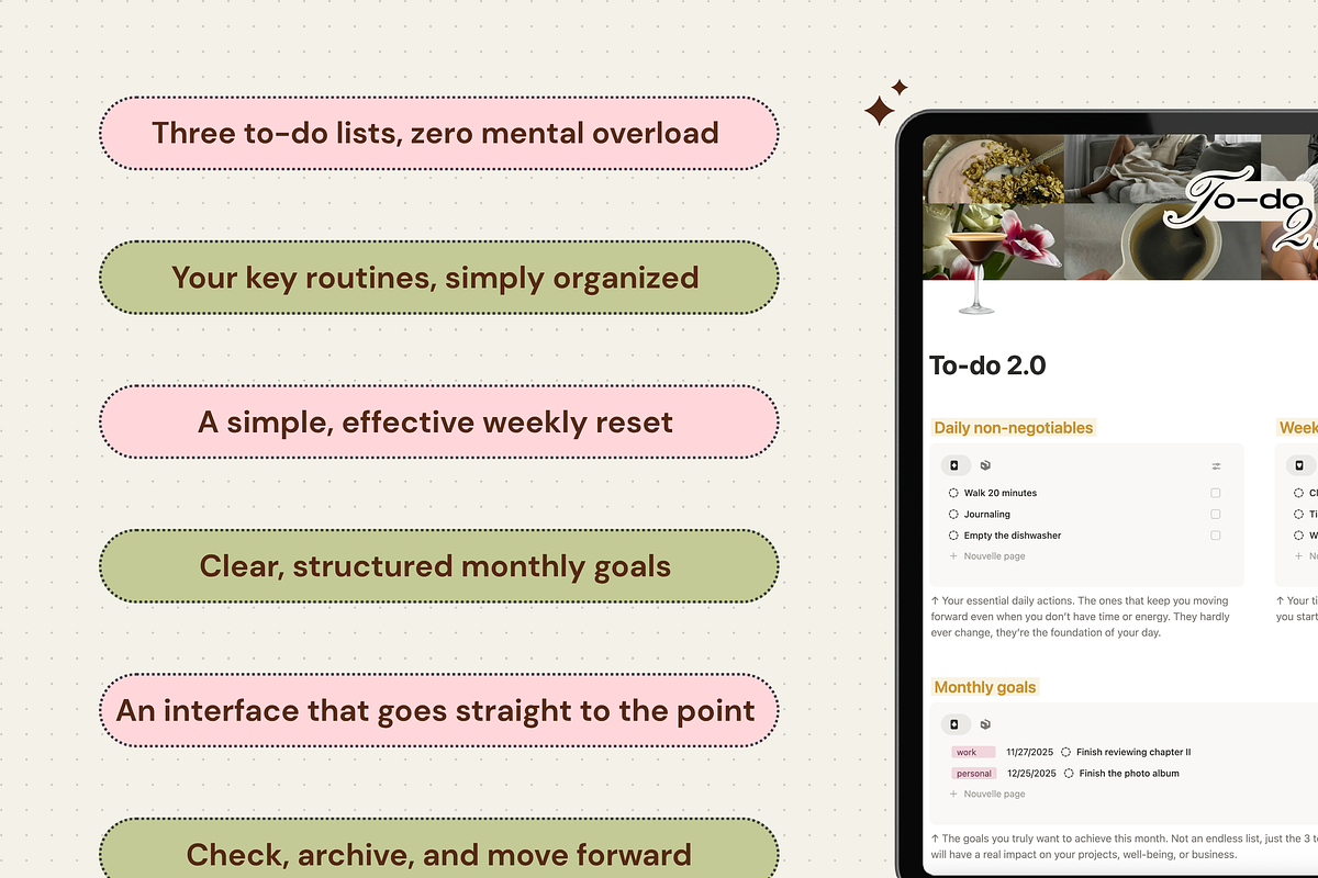 To-do 2.0 - Notion template, an App Template by Iasan Design (Photo 3 of 6)