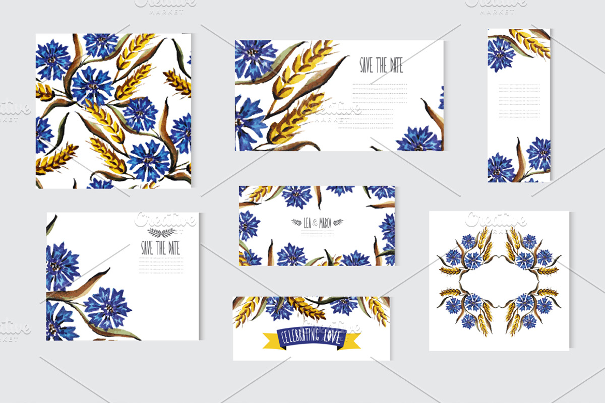 Watercolor Floral Cards, a Card Template by Sunset&Sea Design (Photo 1 of 2)
