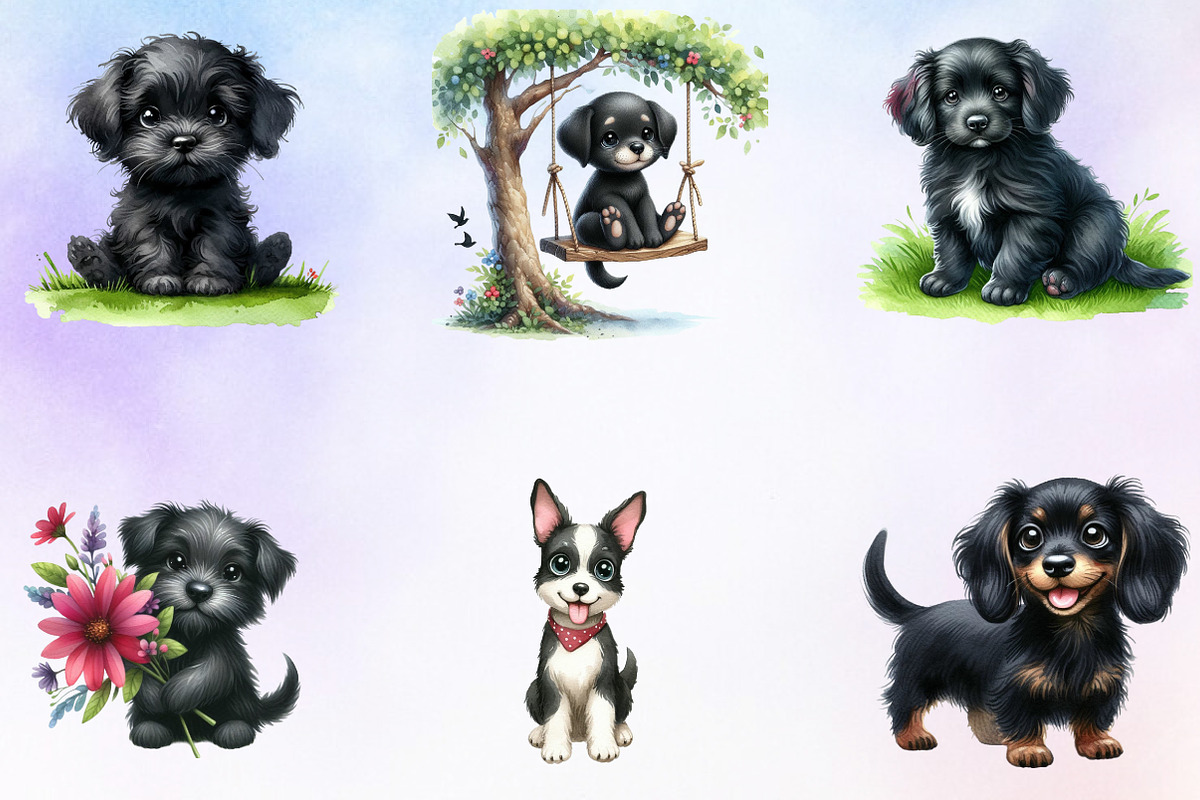 Watercolor Black Labs Clipart Bundle, an Animal Illustration by Craft Nest (Photo 2 of 3)