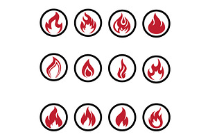 Fire icons set, an Object Illustration by piter.goskov