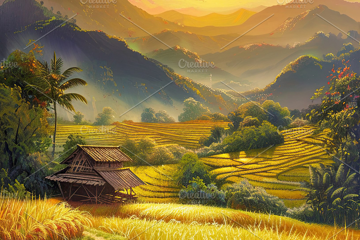 Golden Rice Field at Sunset, a Photo by LOGOCREATIVE (Photo 17 of 27)